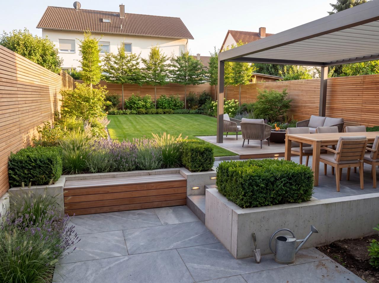Pergola und Plattenterrasse